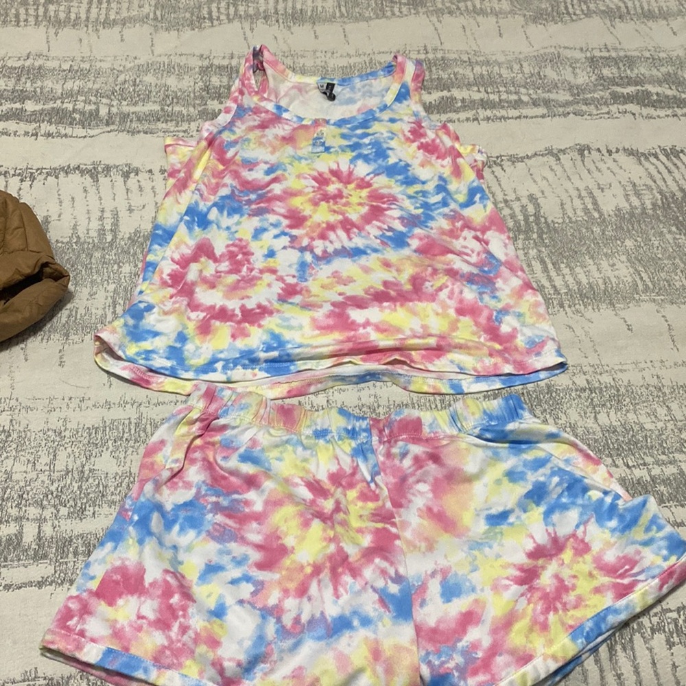 Tie dye shorts and tank pajamas